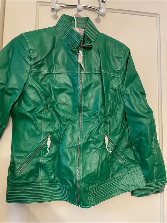 Bradley Bayou Jackets & Blazers - Green Women’s Leather Jacket - Classic Zip Front